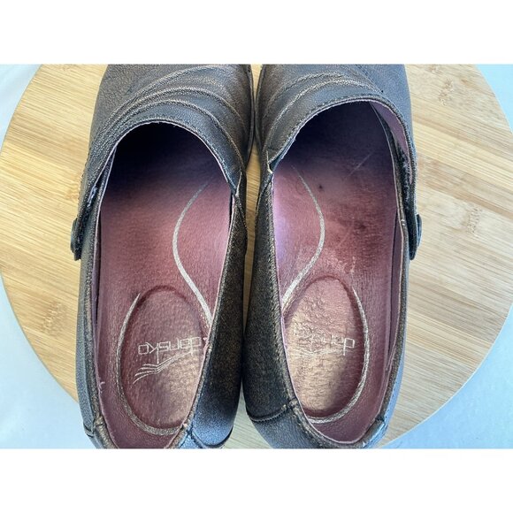 Dansko Aimee Wedge Size 40 (9.5-10)  Leather Brown Ruched Details - Picture 6 of 7